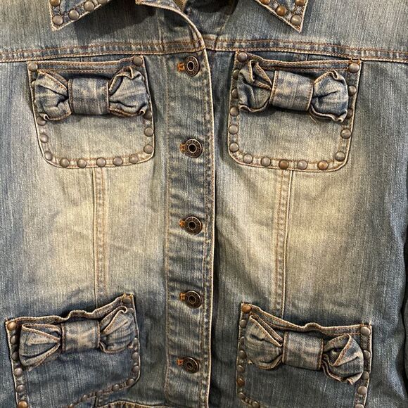 Moschino Cheap and Chic Studded Denim Jacket Size 8 - Picture 4 of 9